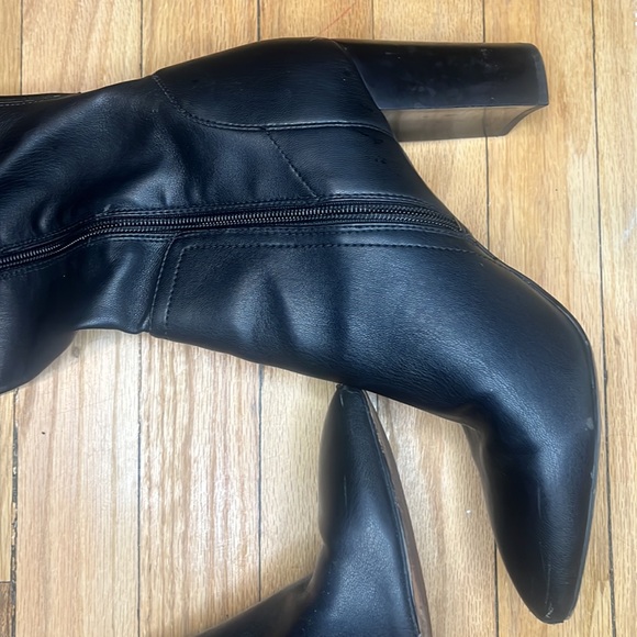 Franco Sarto Pointed Toe Black Kolette Leather Boots Heels Size 11 - Picture 8 of 11
